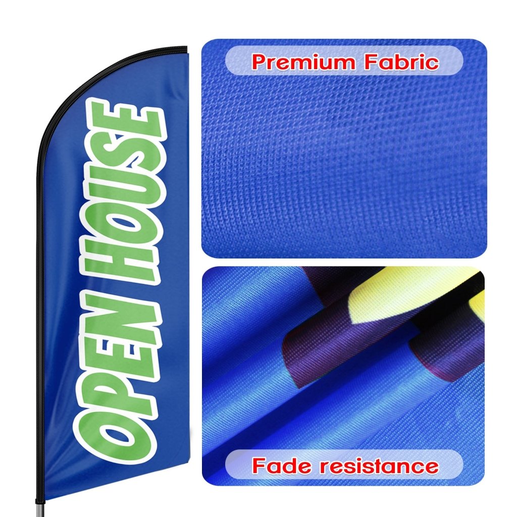 8FT Open House Blue&Green Swooper Flag(Flagpole Not Included 3.4)