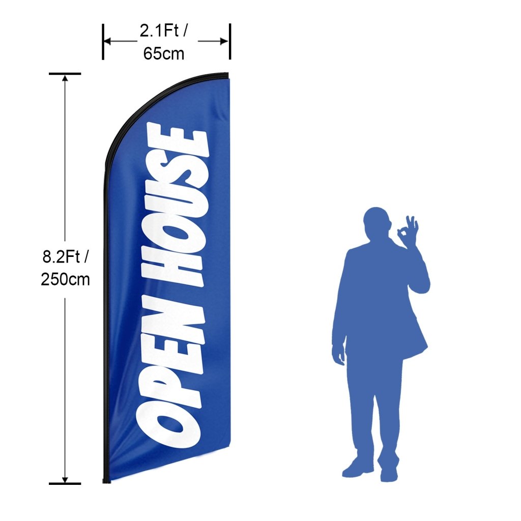 8FT Open House Blue&White Swooper Flag(Flagpole Not Included 3.4)