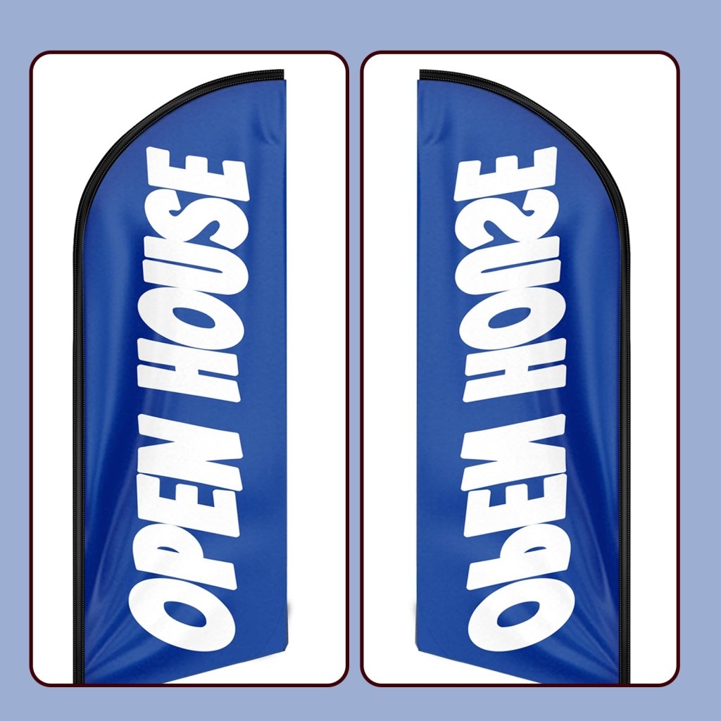 8FT Open House Blue&White Swooper Flag(Flagpole Not Included 3.4)