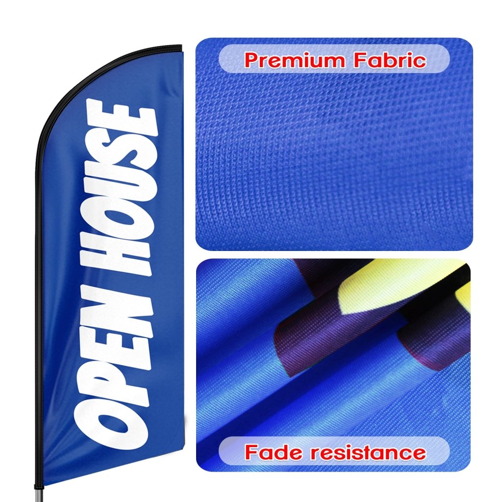 8FT Open House Blue&White Swooper Flag(Flagpole Not Included 3.4)