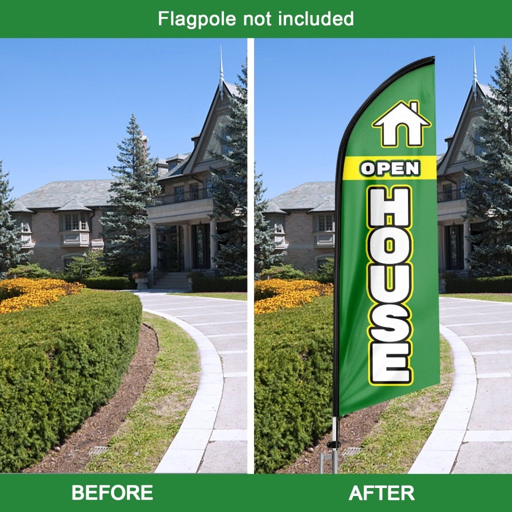 8FT Open House Green 01 Swooper Flag(Flagpole Not Included 3.4)