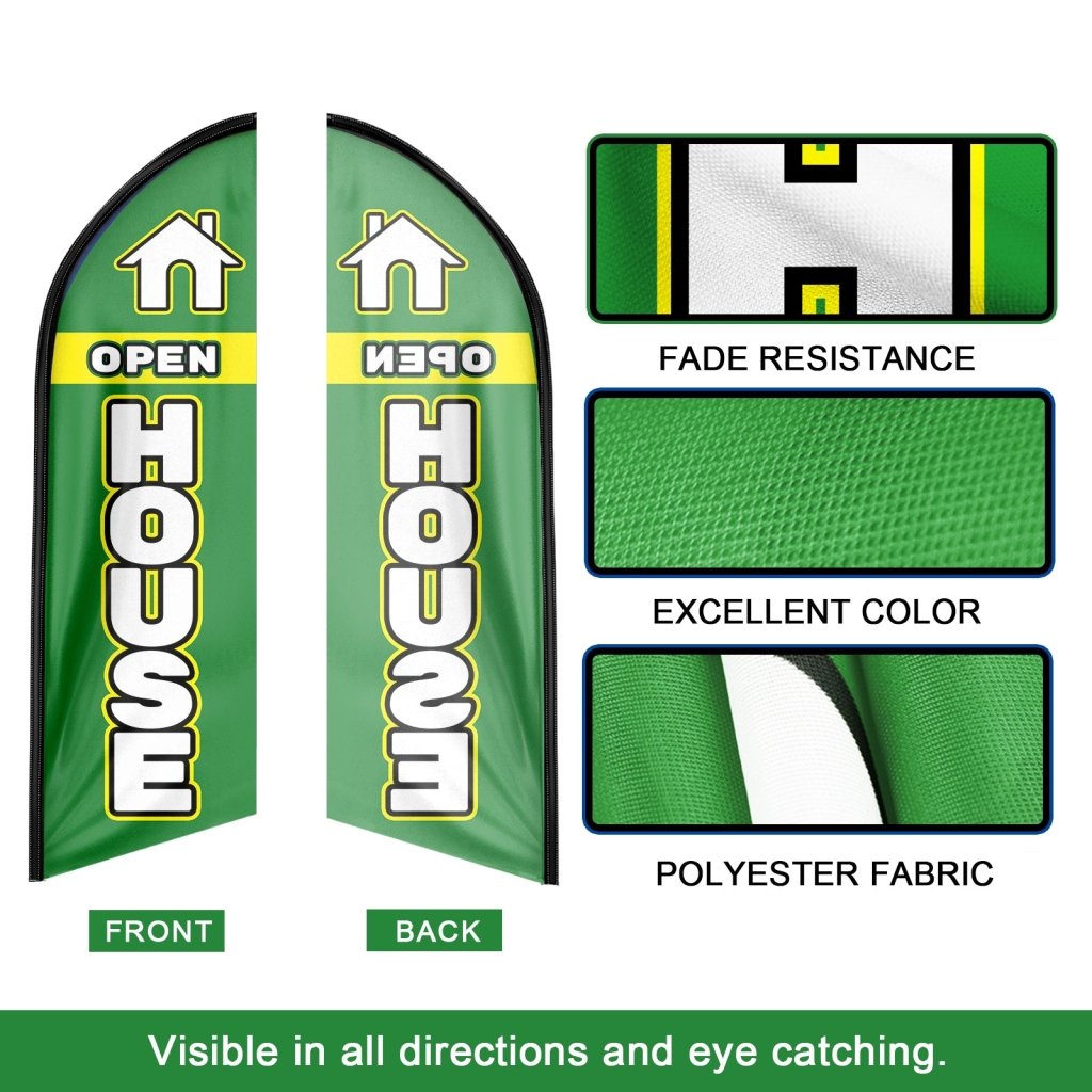 8FT Open House Green 01 Swooper Flag(Flagpole Not Included 3.4)