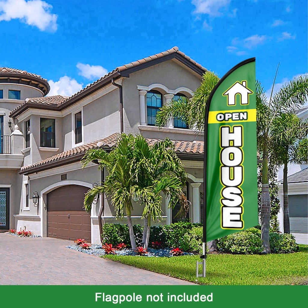 8FT Open House Green 01 Swooper Flag(Flagpole Not Included 3.4)