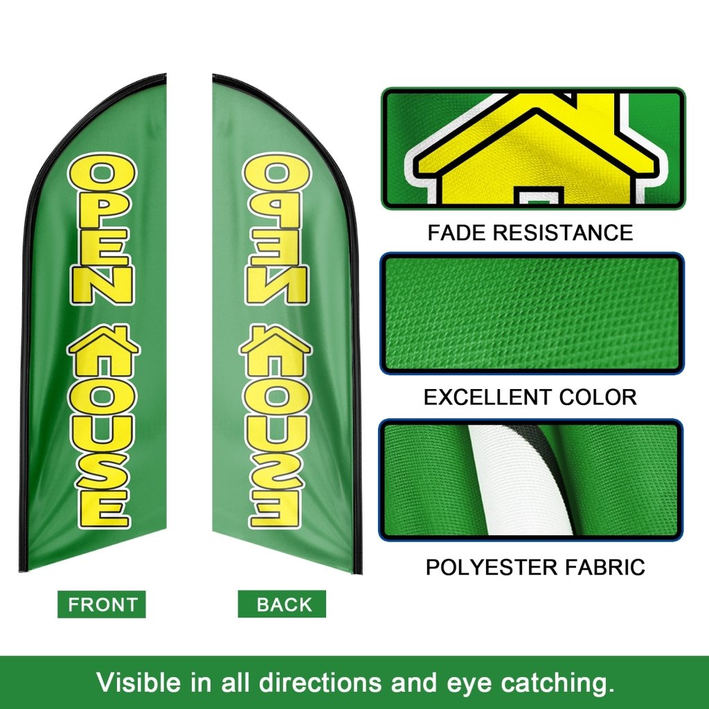 8FT Open House Green 07 Swooper Flag(Flagpole Not Included 3.4)