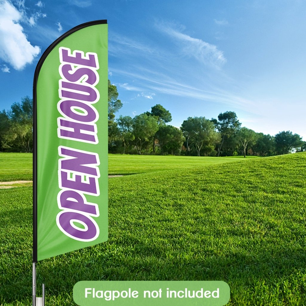 8FT Open House Green&Purple Swooper Flag(Flagpole Not Included 3.4)