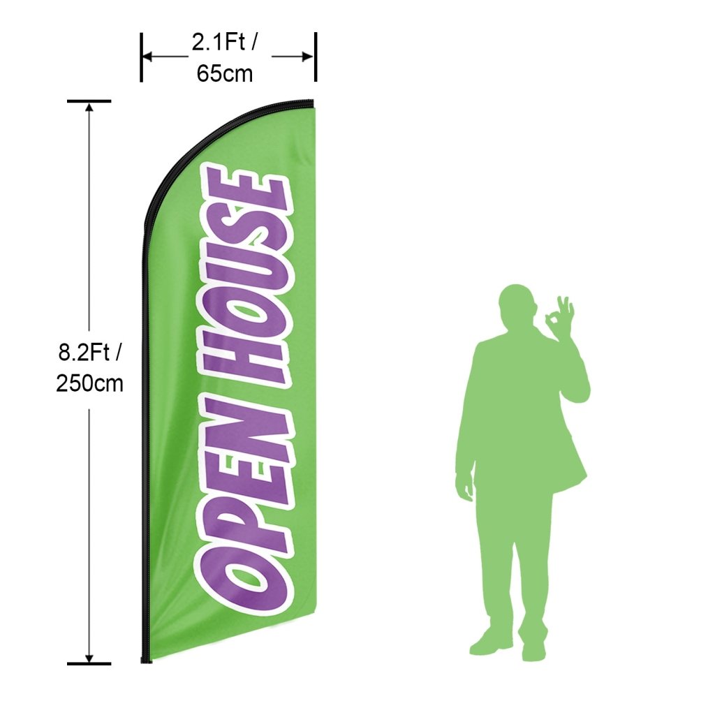 8FT Open House Green&Purple Swooper Flag(Flagpole Not Included 3.4)