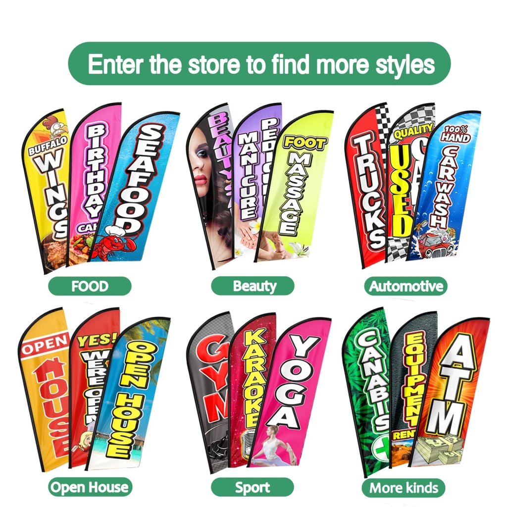 8FT Open House Green&Purple Swooper Flag(Flagpole Not Included 3.4)