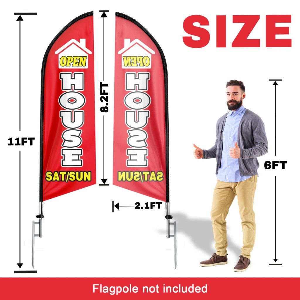 8FT Open House Red 01 Swooper Flag(Flagpole Not Included 3.4)