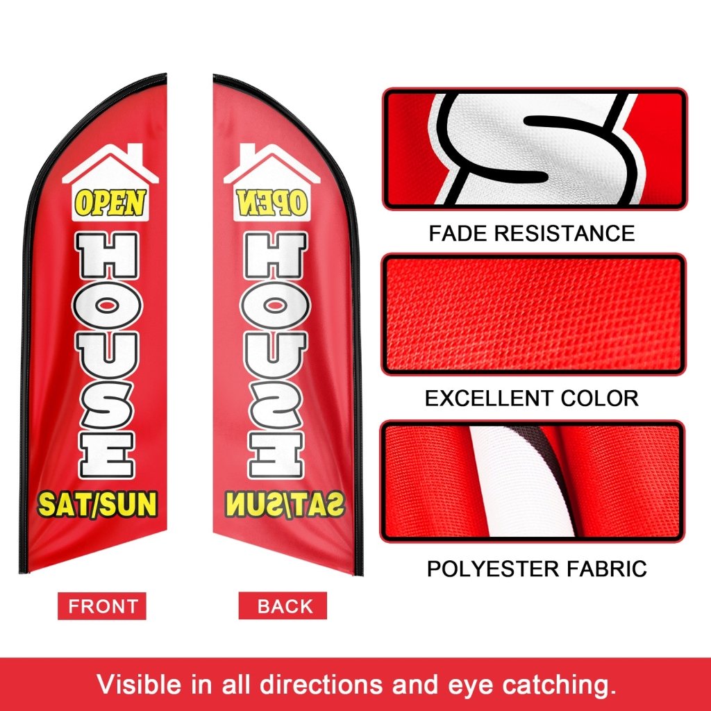 8FT Open House Red 01 Swooper Flag(Flagpole Not Included 3.4)