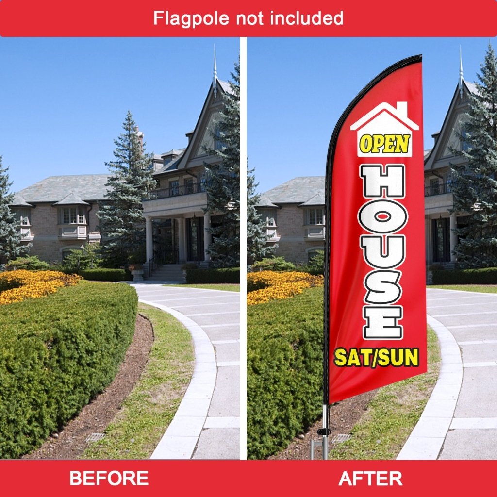 8FT Open House Red 01 Swooper Flag(Flagpole Not Included 3.4)