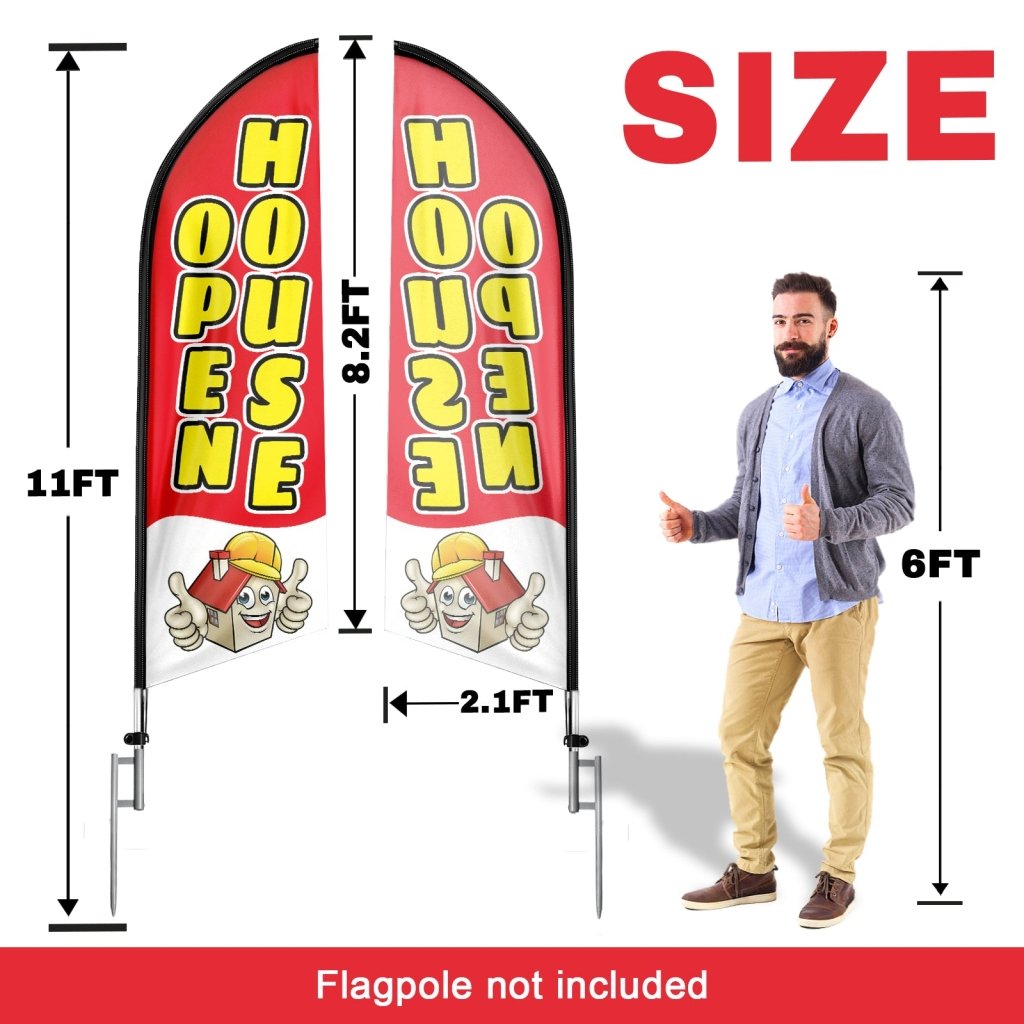 8FT Open House Red 02 Swooper Flag(Flagpole Not Included 3.4)