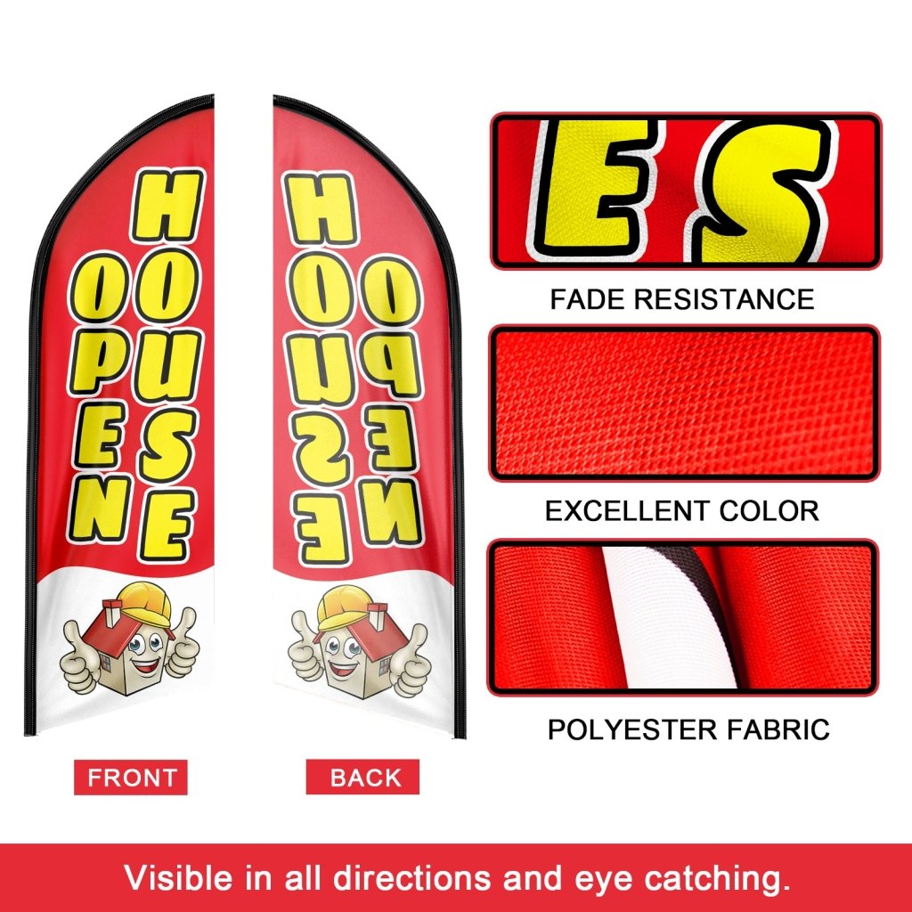 8FT Open House Red 02 Swooper Flag(Flagpole Not Included 3.4)