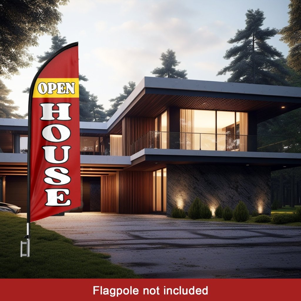 8FT Open House Red 05 Swooper Flag(Flagpole Not Included 3.4)