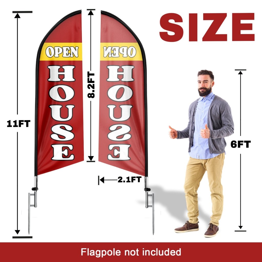 8FT Open House Red 05 Swooper Flag(Flagpole Not Included 3.4)