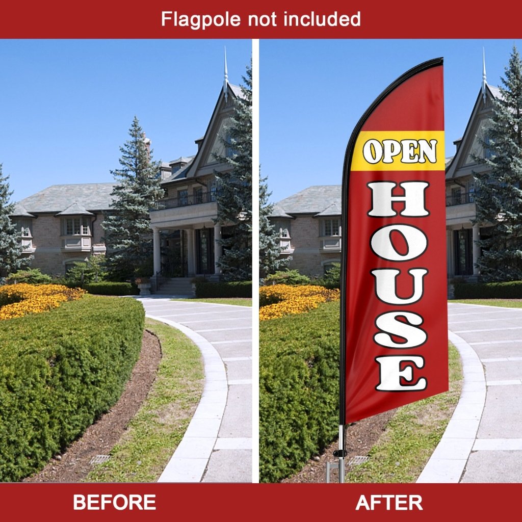 8FT Open House Red 05 Swooper Flag(Flagpole Not Included 3.4)