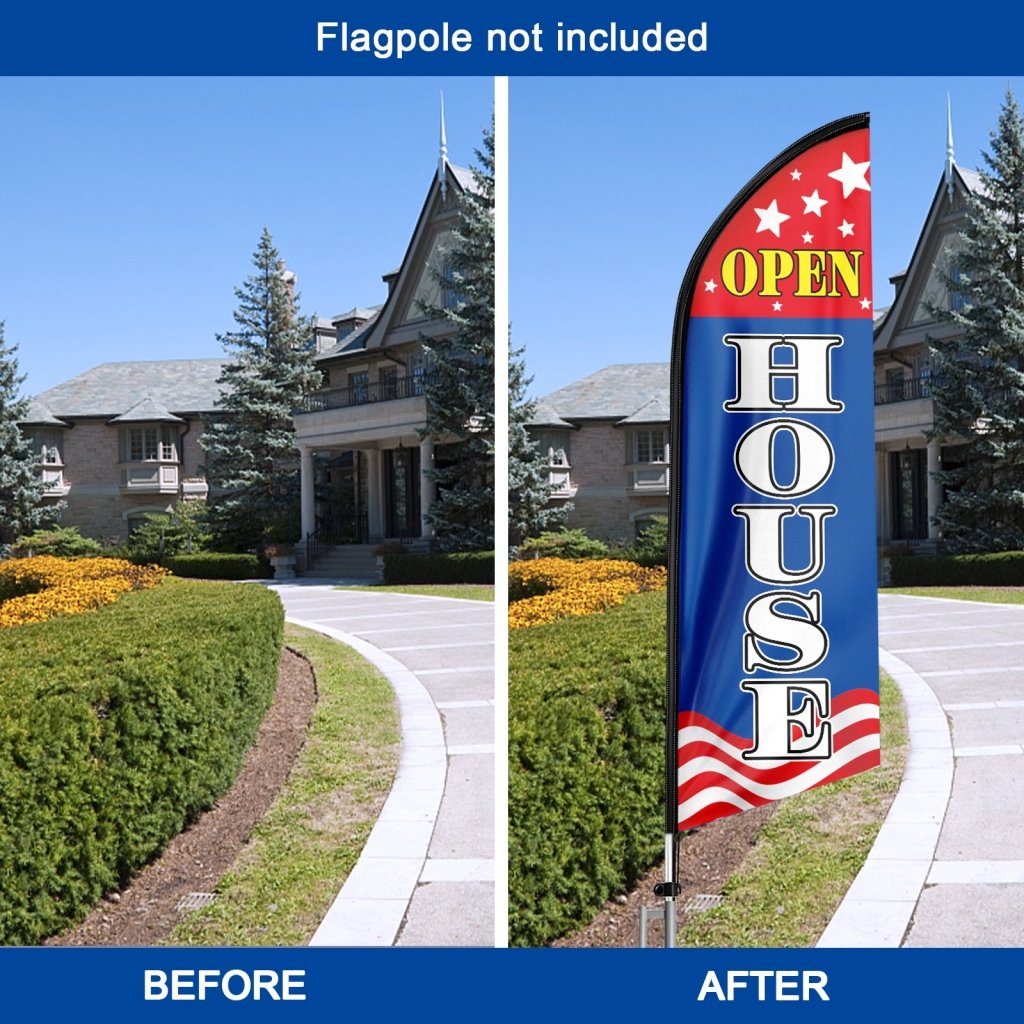 8FT Open House Red&Blue 03 Swooper Flag(Flagpole Not Included 3.4)