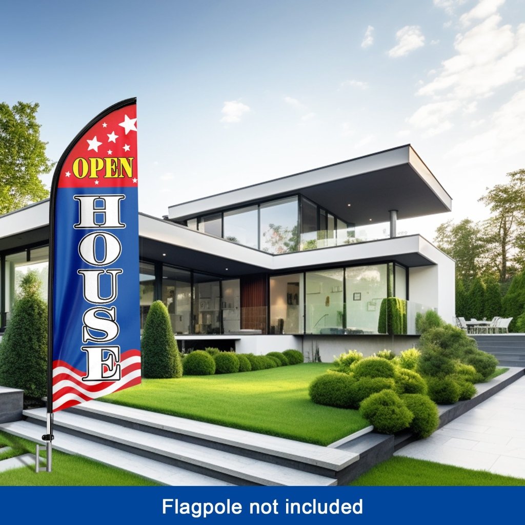 8FT Open House Red&Blue 03 Swooper Flag(Flagpole Not Included 3.4)