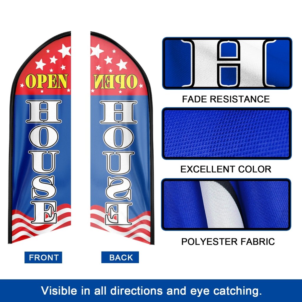 8FT Open House Red&Blue 03 Swooper Flag(Flagpole Not Included 3.4)