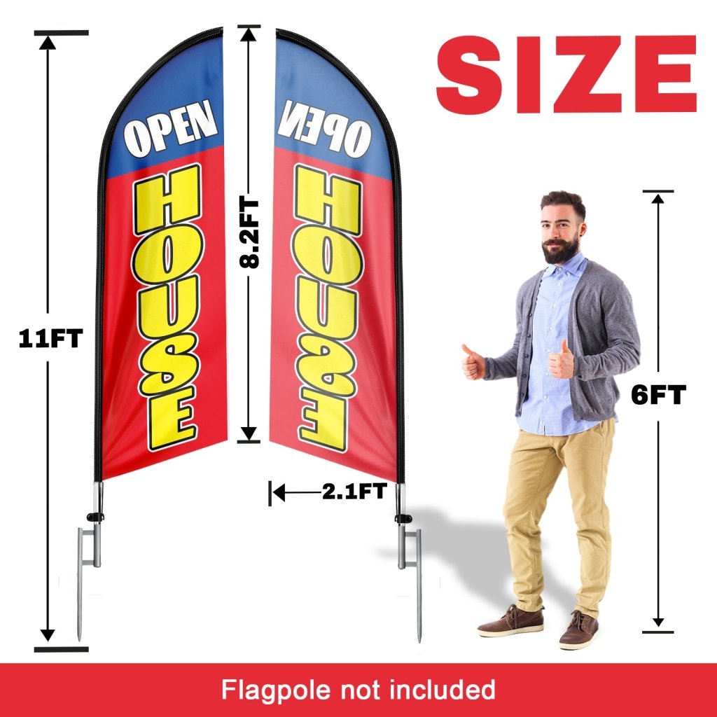 8FT Open House Red&Blue 04 Swooper Flag(Flagpole Not Included 3.4)