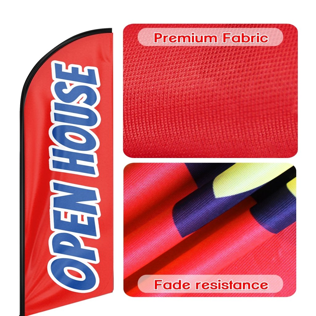 8FT Open House Red&Blue Swooper Flag(Flagpole Not Included 3.4)