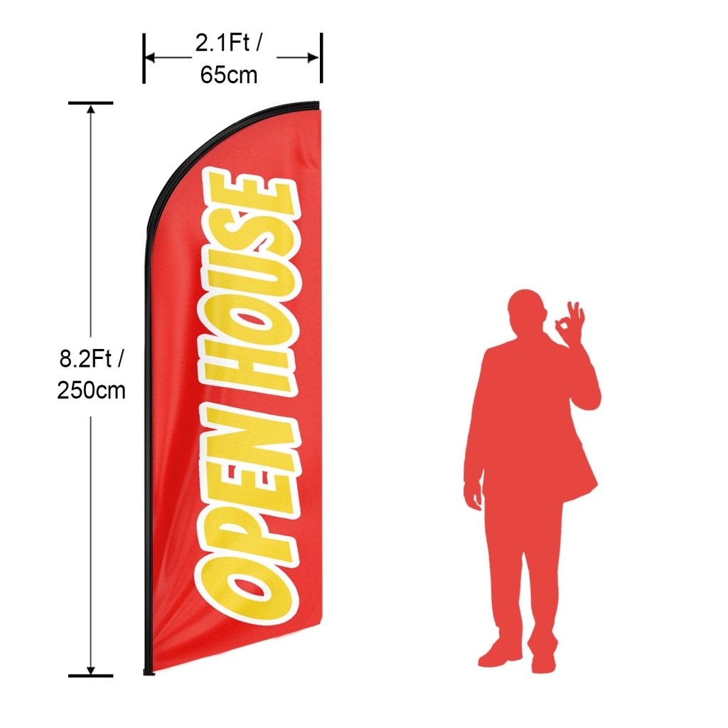 8FT Open House Red&Yellow Swooper Flag(Flagpole Not Included 3.4)