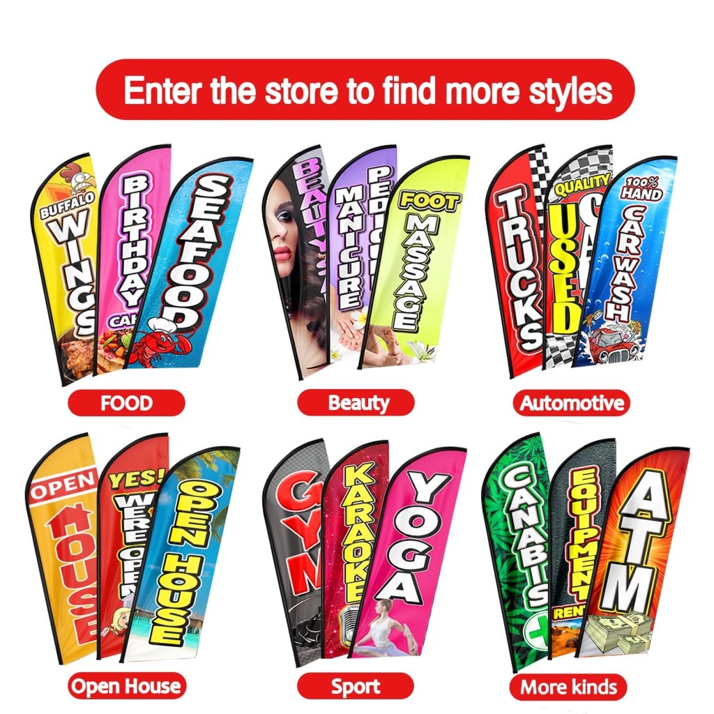 8FT Open House Red&Yellow Swooper Flag(Flagpole Not Included 3.4)