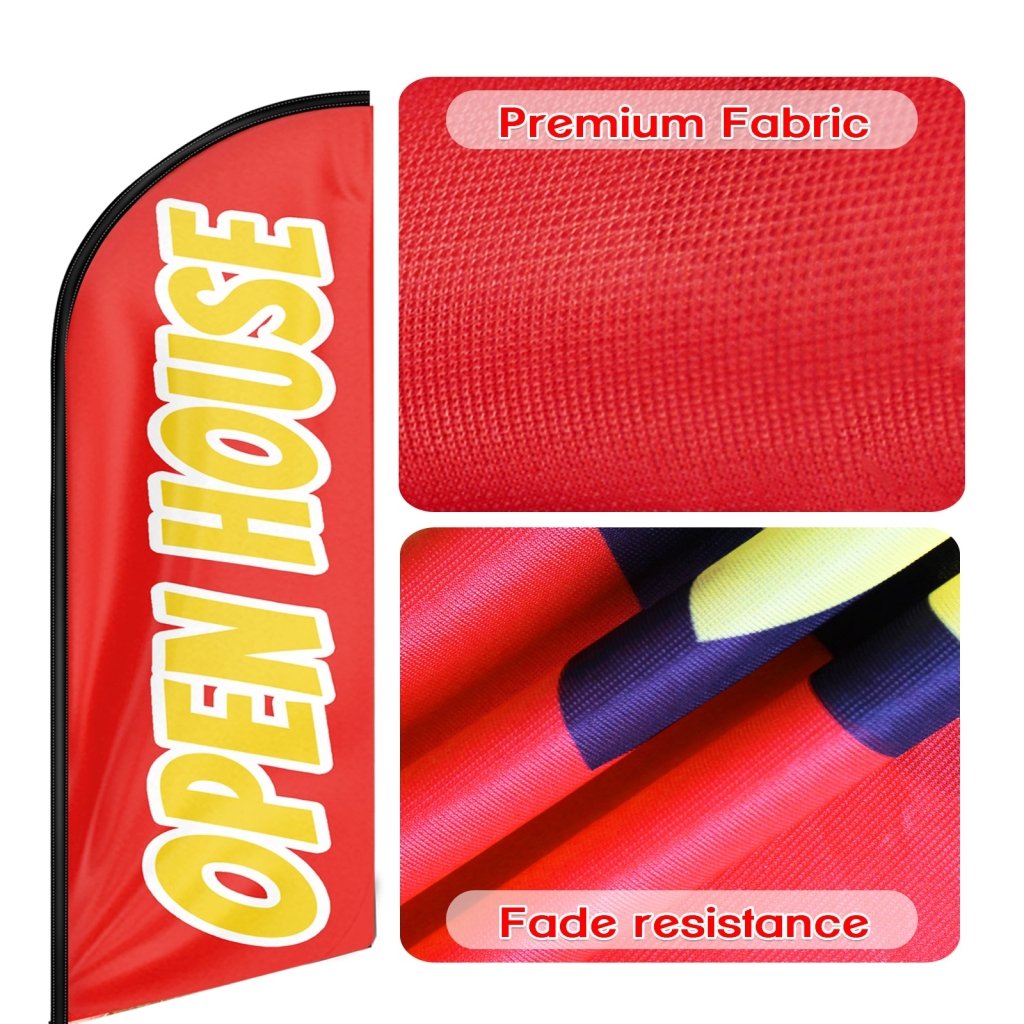 8FT Open House Red&Yellow Swooper Flag(Flagpole Not Included 3.4)