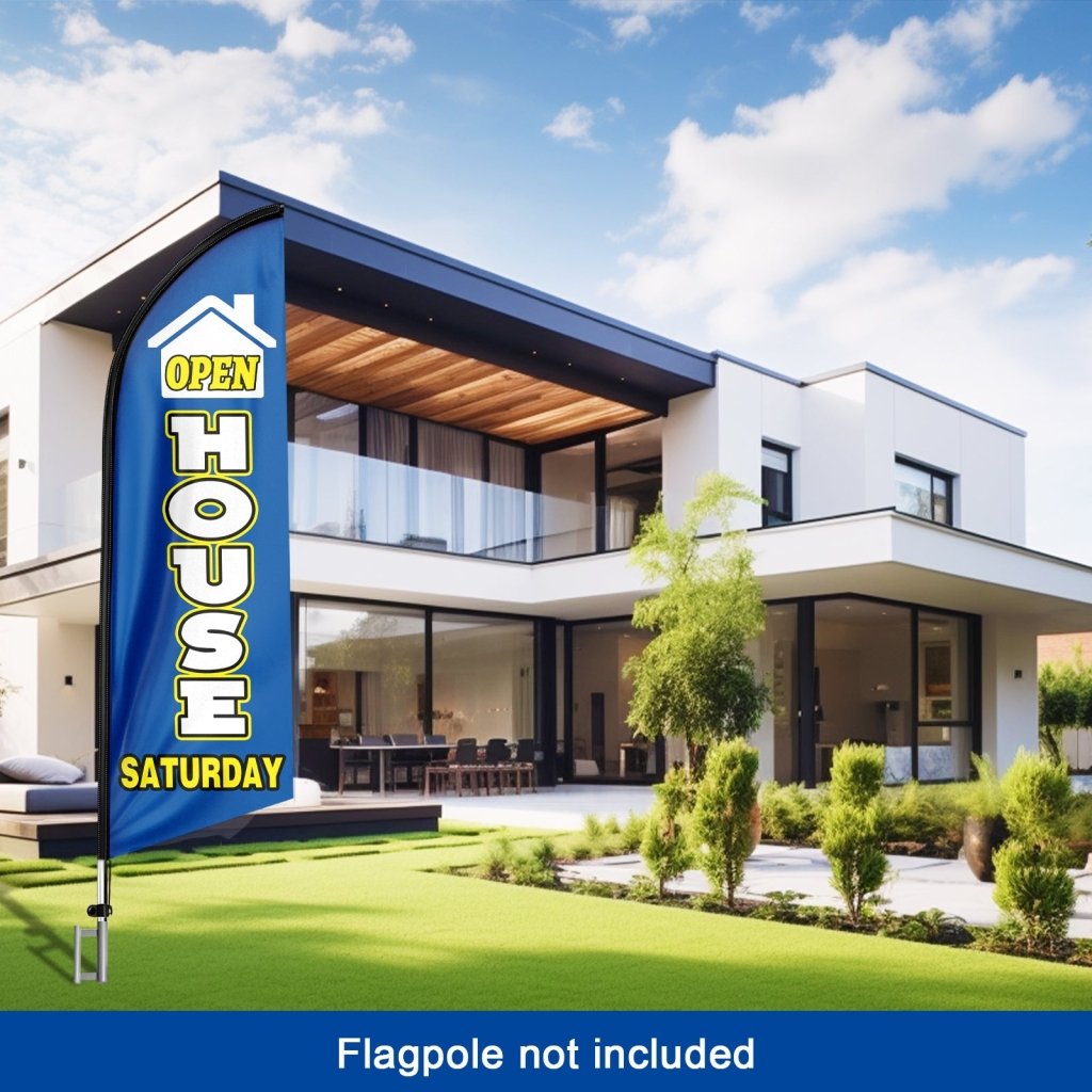8FT Open House Saturday Blue 01 Swooper Flag(Flagpole Not Included 3.4)