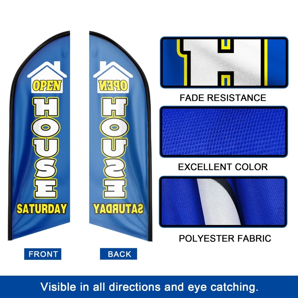 8FT Open House Saturday Blue 01 Swooper Flag(Flagpole Not Included 3.4)