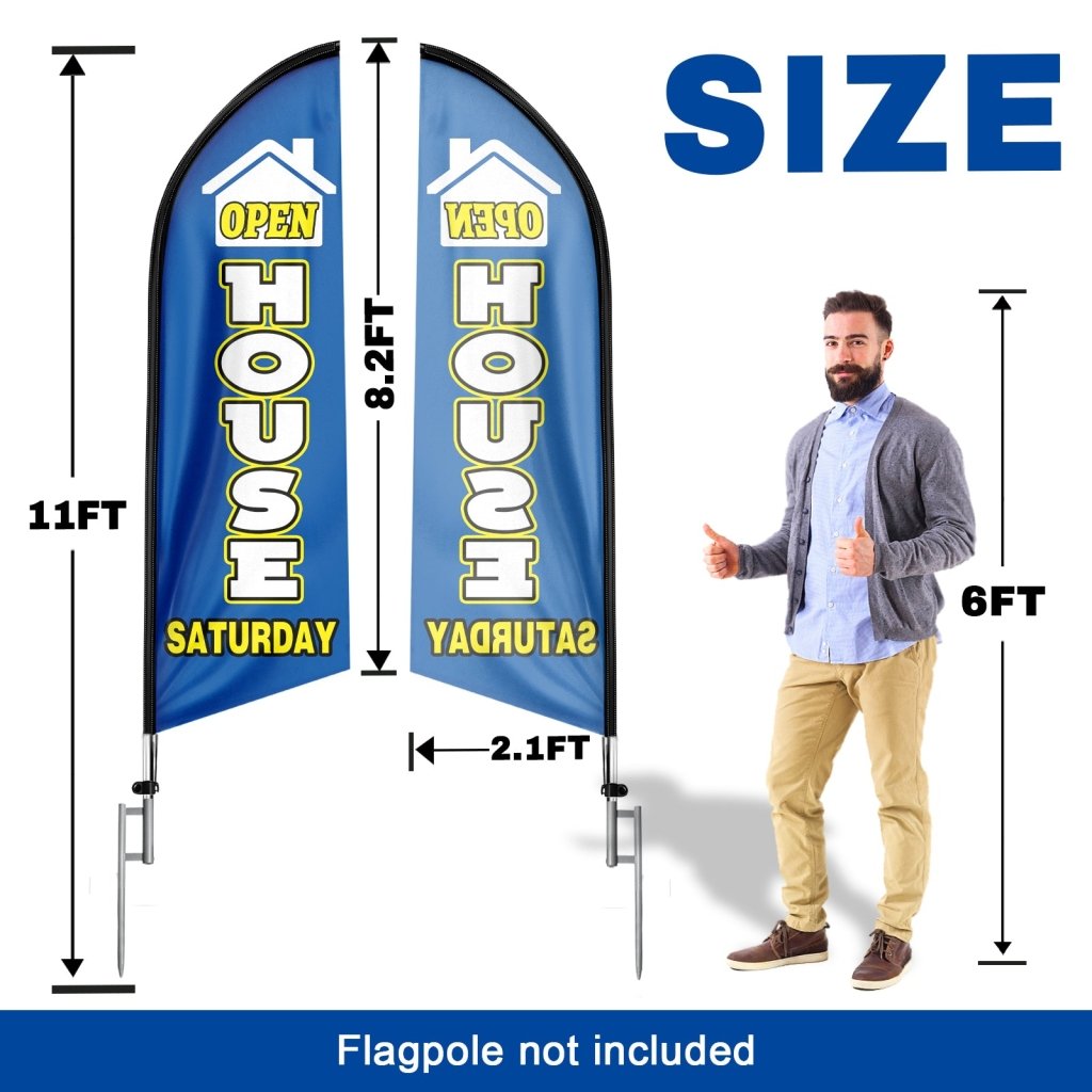 8FT Open House Saturday Blue 01 Swooper Flag(Flagpole Not Included 3.4)