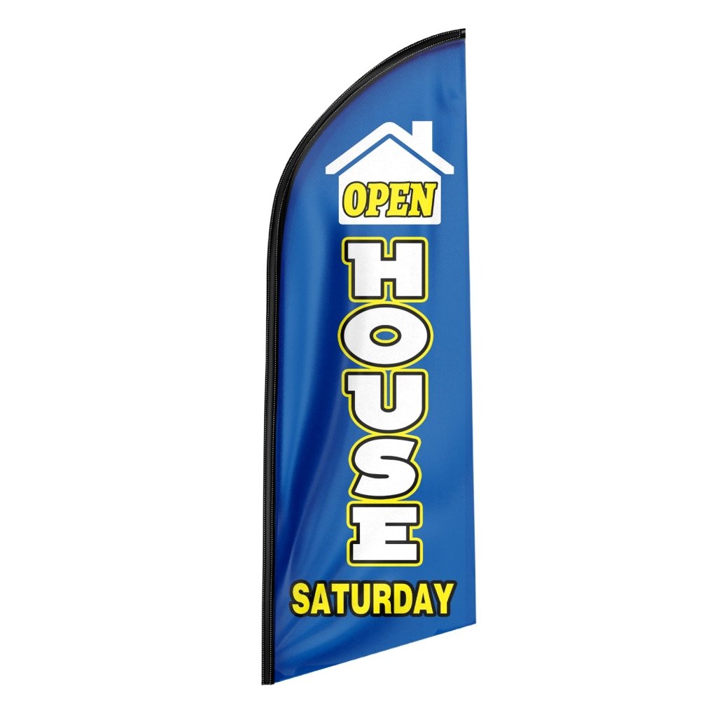 8FT Open House Saturday Blue 01 Swooper Flag(Flagpole Not Included 3.4)