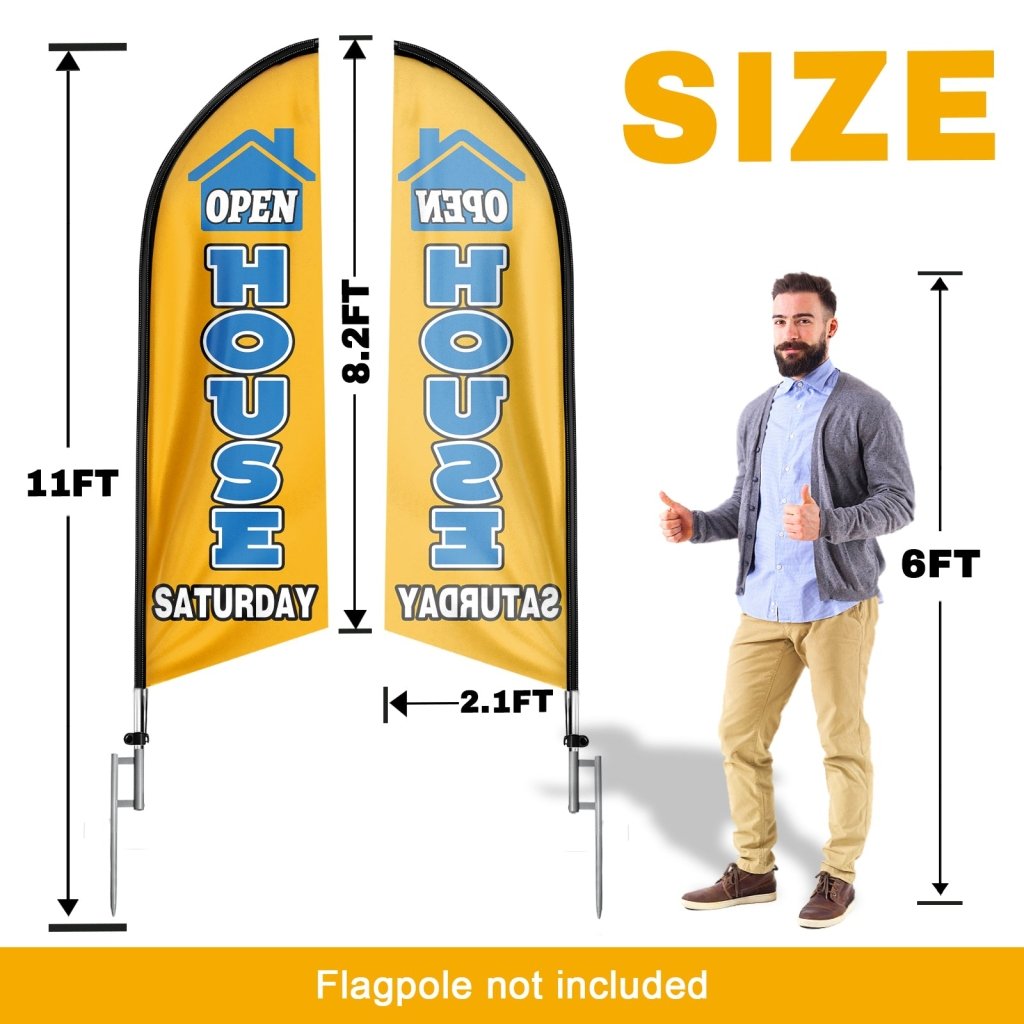 8FT Open House Saturday Orange Swooper Flag(Flagpole Not Included 3.4)