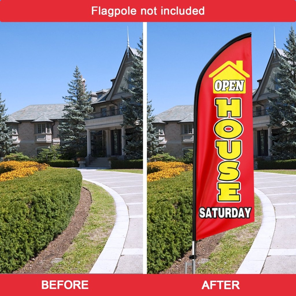 8FT Open House Saturday Red Swooper Flag(Flagpole Not Included 3.4)