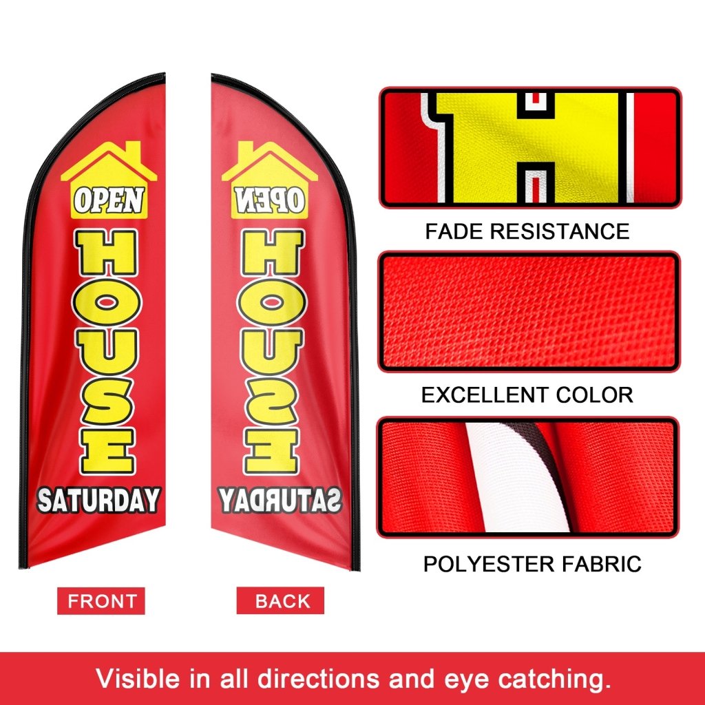 8FT Open House Saturday Red Swooper Flag(Flagpole Not Included 3.4)