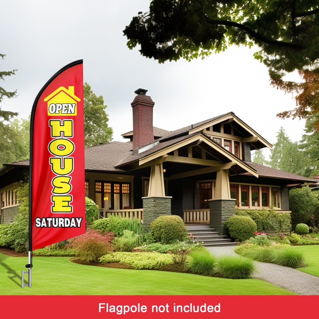 8FT Open House Saturday Red Swooper Flag(Flagpole Not Included 3.4)