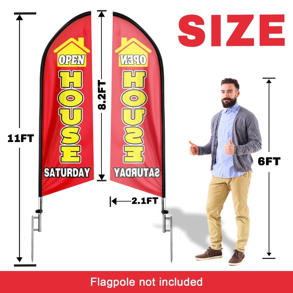 8FT Open House Saturday Red Swooper Flag(Flagpole Not Included 3.4)