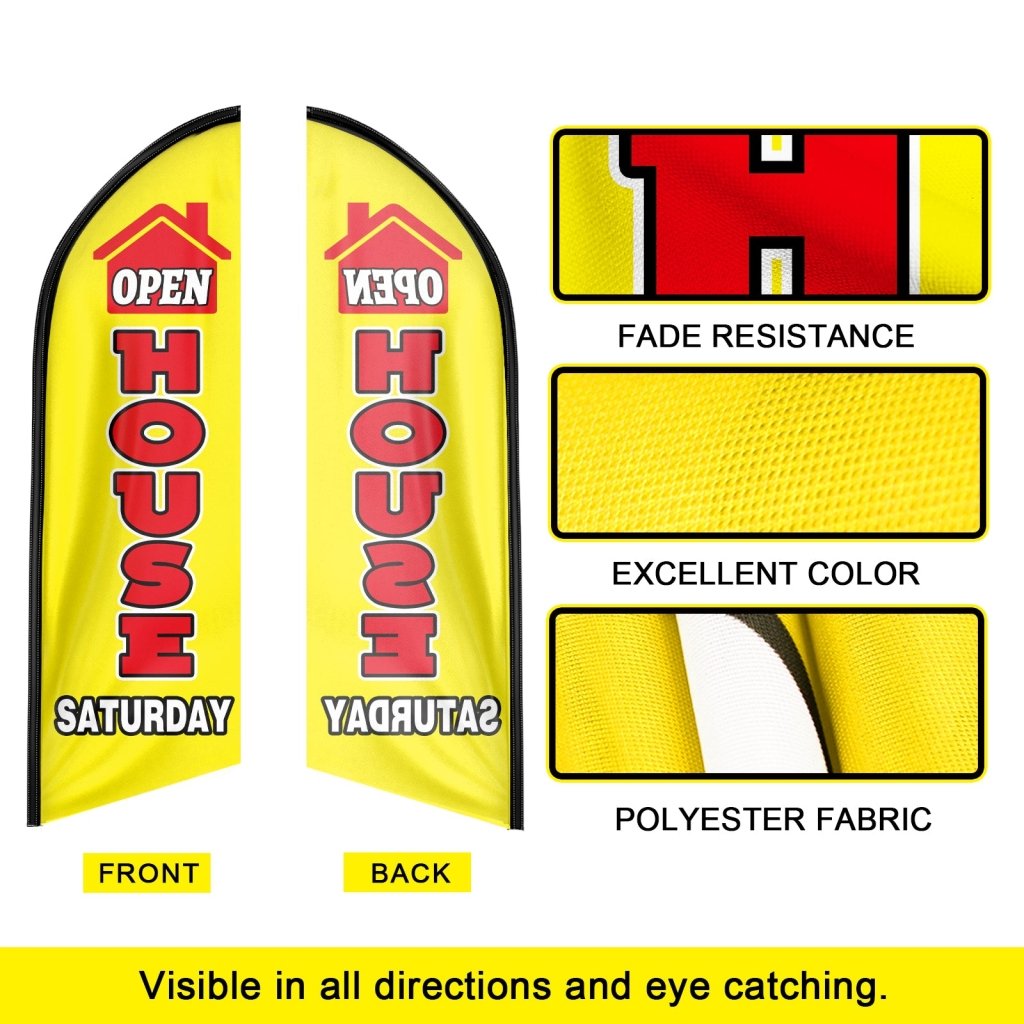 8FT Open House Saturday Yellow Swooper Flag(Flagpole Not Included 3.4)