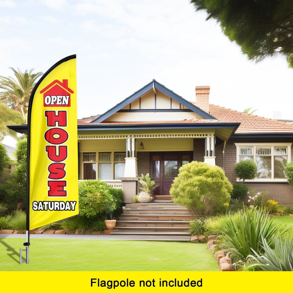 8FT Open House Saturday Yellow Swooper Flag(Flagpole Not Included 3.4)