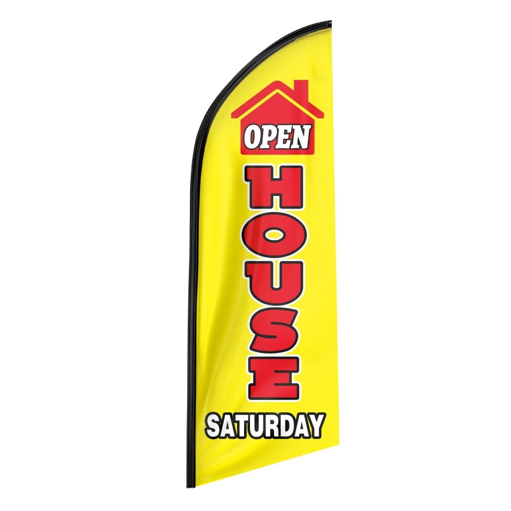 8FT Open House Saturday Yellow Swooper Flag(Flagpole Not Included 3.4)