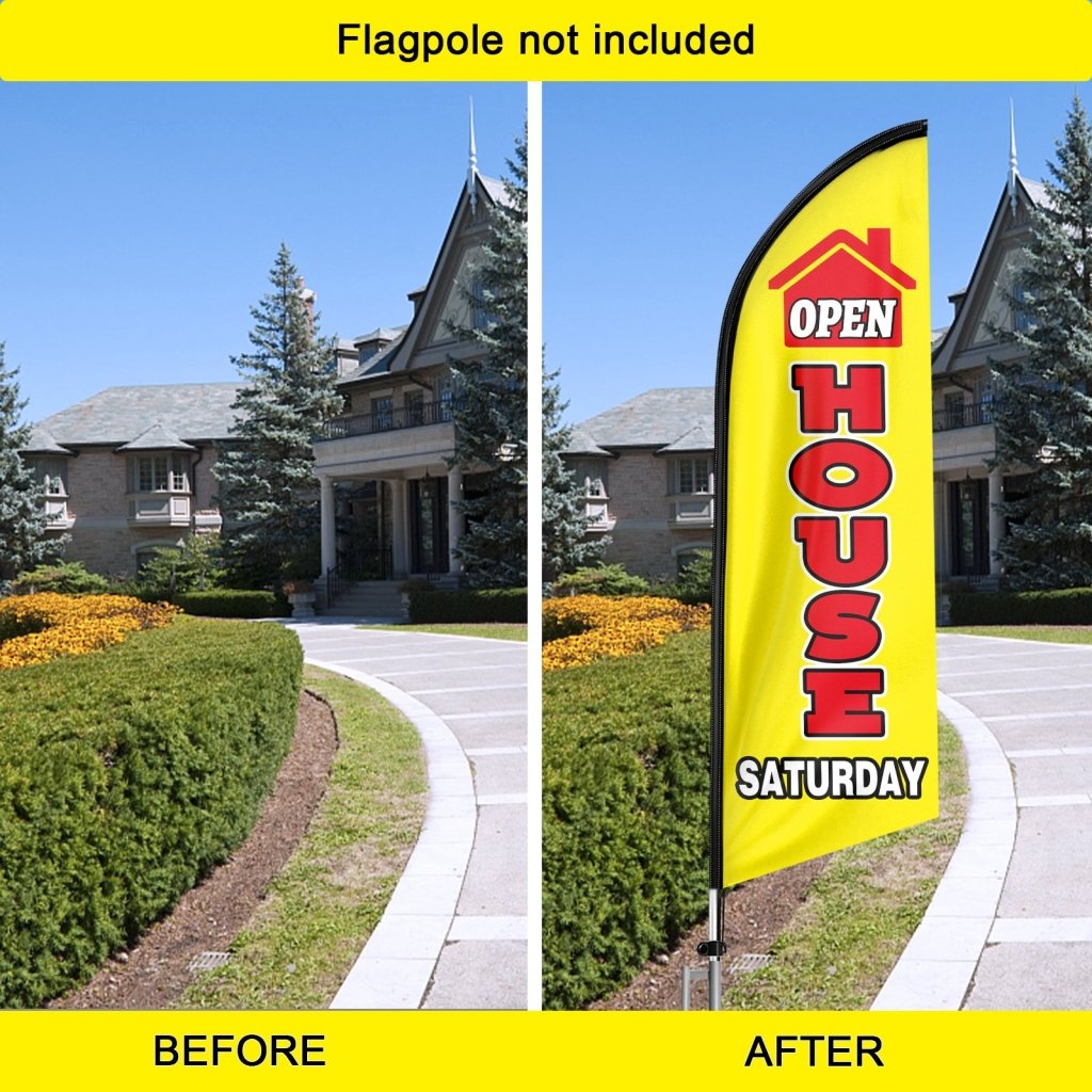 8FT Open House Saturday Yellow Swooper Flag(Flagpole Not Included 3.4)