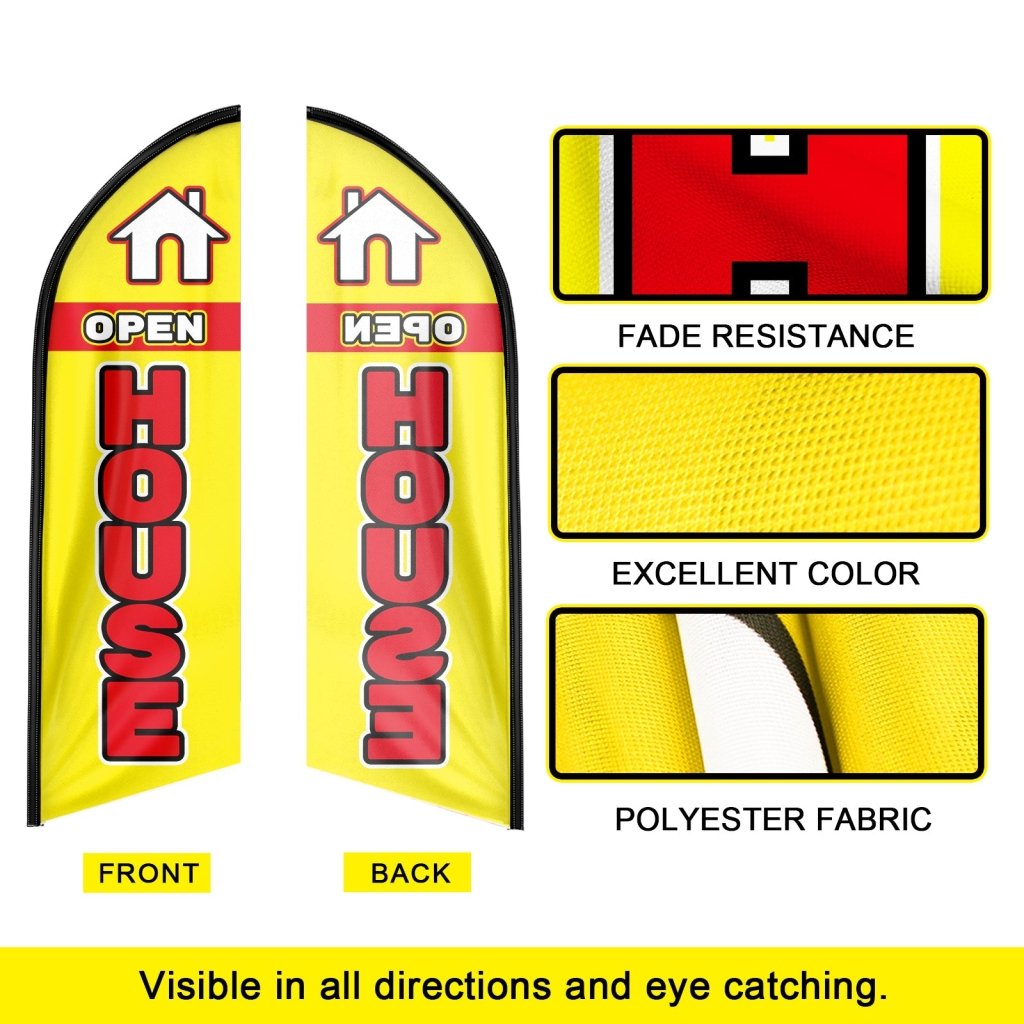 8FT Open House Yellow 01 Swooper Flag(Flagpole Not Included 3.4)
