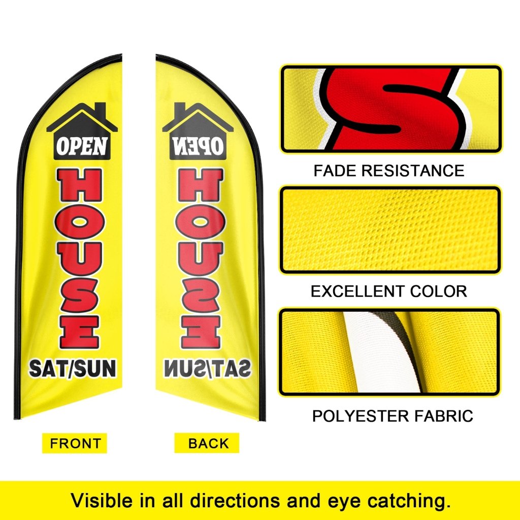 8FT Open House Yellow 01 Swooper Flag(Flagpole Not Included 3.4)