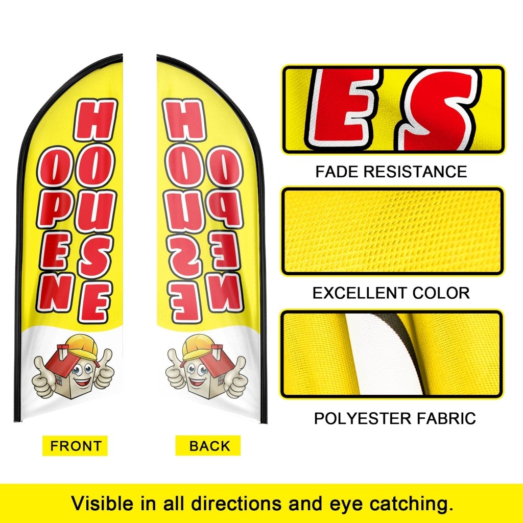 8FT Open House Yellow 02 Swooper Flag(Flagpole Not Included 3.4)