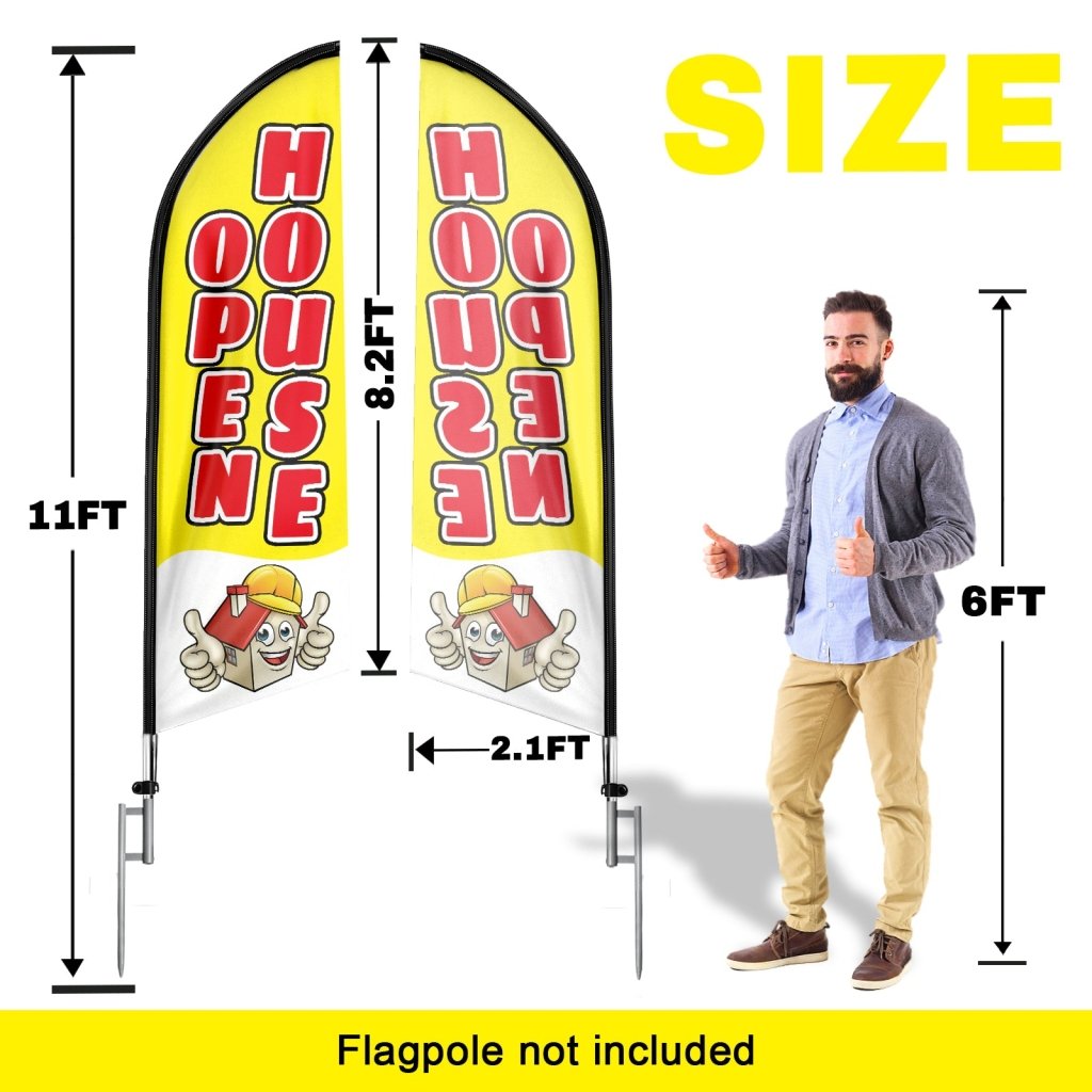 8FT Open House Yellow 02 Swooper Flag(Flagpole Not Included 3.4)