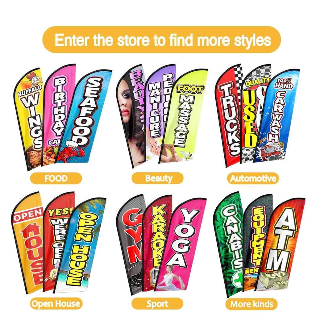 8FT Open House Yellow&Blue Swooper Flag(Flagpole Not Included 3.4)