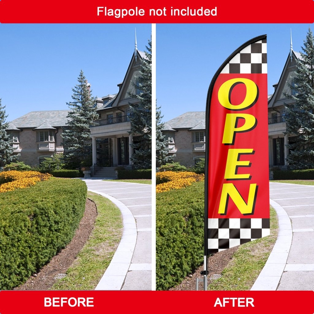 8FT Open Red 01 Advertising Swooper Flag(Flagpole Not Included 3.4)
