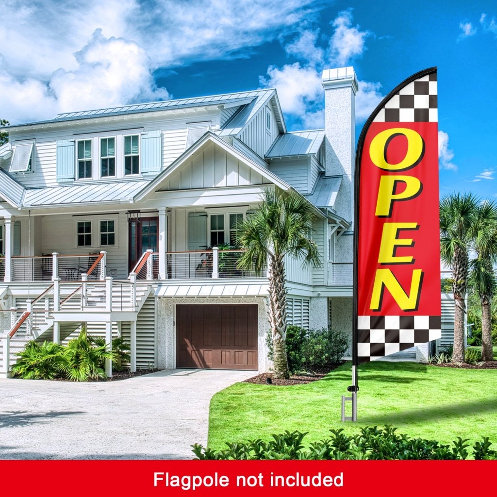 8FT Open Red 01 Advertising Swooper Flag(Flagpole Not Included 3.4)