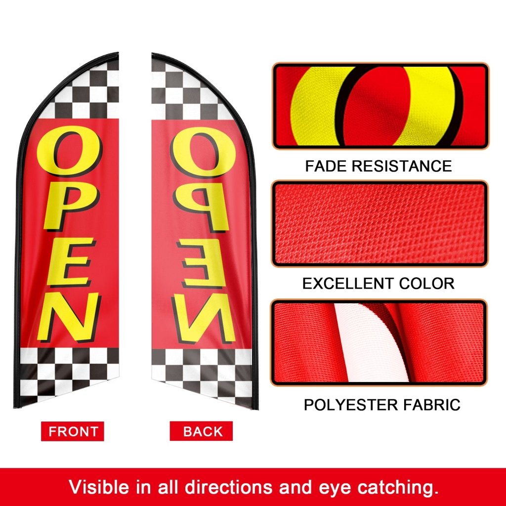 8FT Open Red 01 Advertising Swooper Flag(Flagpole Not Included 3.4)
