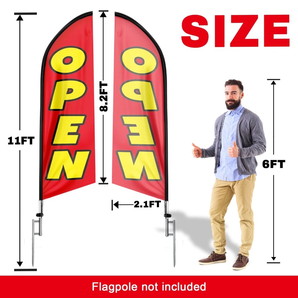8FT Open Red 02 Advertising Swooper Flag(Flagpole Not Included 3.4)
