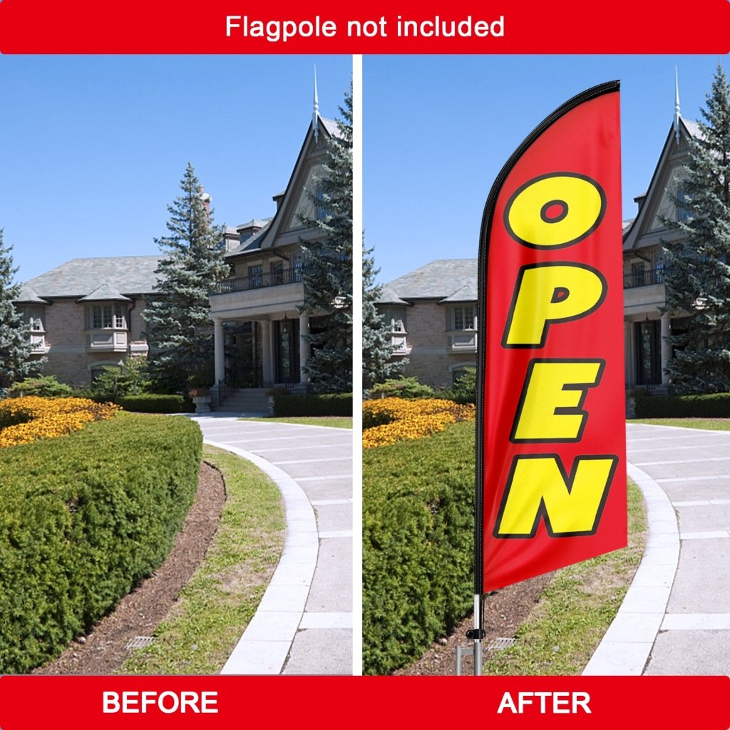 8FT Open Red 02 Advertising Swooper Flag(Flagpole Not Included 3.4)